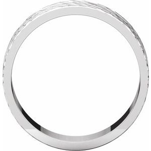 14K White 6 mm Flat Band with Hammered Texture Size 11 - BN & CO JEWELRY