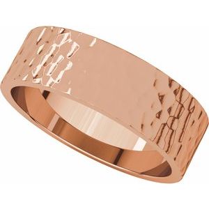 14K Rose 6 mm Flat Band with Hammered Texture Size 10 - BN & CO JEWELRY
