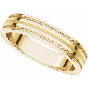 14K Yellow 4 mm Flat Edge Band with Satin Finish & Milgrain Size 8 - BN & CO JEWELRY
