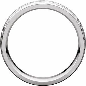 14K White 6 mm Half Round Edge Band with Hammered Texture Size 8.5 - BN & CO JEWELRY