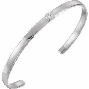 14K White 1/10 CT Natural Diamond Cuff 6" Bracelet - BN & CO JEWELRY