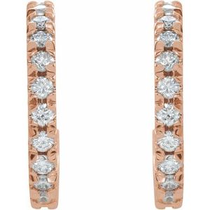 14K Rose 15 mm 5/8 CTW Lab-Grown Diamond French-Set Huggie Earrings - BN & CO JEWELRY