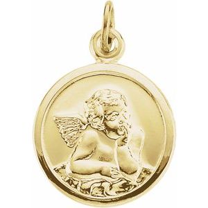 14K Yellow 18x15 mm Guardian Angel Medal - BN & CO JEWELRY