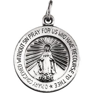 14K White 15 mm Miraculous Medal - BN & CO JEWELRY