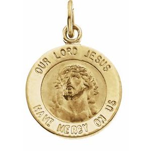 14K Yellow 12 mm Round Our Lord Jesus Medal - BN & CO JEWELRY