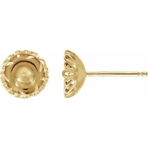 14K Yellow Earring for 7.5 mm Pearl - BN & CO JEWELRY