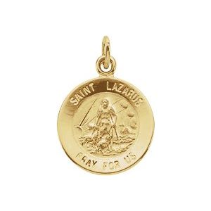 14K Yellow 12 mm Round St. Lazarus Medal - BN & CO JEWELRY