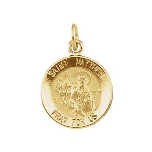 14K Yellow 12 mm Round St. Matthew Medal - BN & CO JEWELRY