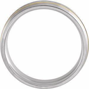 14K White & Yellow 6 mm Grooved Band with Brush Finish Size 10 - BN & CO JEWELRY