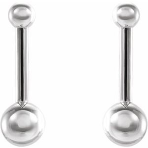 Platinum Bar & Ball Earrings - BN & CO JEWELRY
