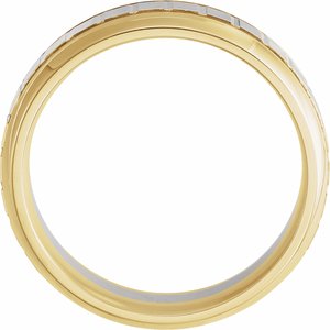 14K White/Yellow 6 mm Grooved Band with Brushed & Polished Finish Size 10 - BN & CO JEWELRY