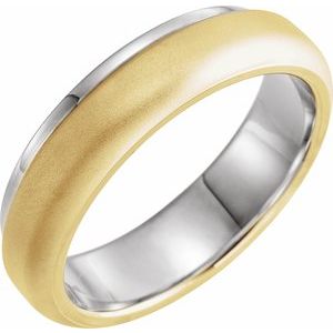 14K White & Yellow 6 mm Edged Band with Brushed Finished Size 9.5 - BN & CO JEWELRY