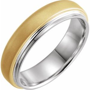 14K White & Yellow 6 mm Edged Band with Brushed Finished Size 9.5 - BN & CO JEWELRY