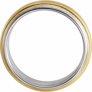 14K White & Yellow 6 mm Edged Band with Brushed Finished Size 9.5 - BN & CO JEWELRY