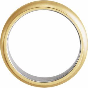 14K White & Yellow 6 mm Edged Band with Brushed Finished Size 9.5 - BN & CO JEWELRY