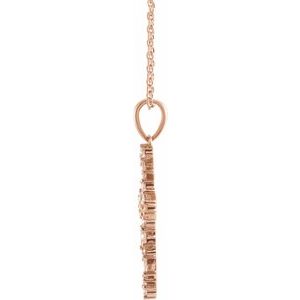 14K Rose 1/2 CTW Natural Diamond Scattered Cross 16-18" Necklace - BN & CO JEWELRY