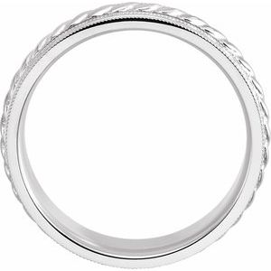 14K White 7 mm Rope Pattern Band with Milgrain - BN & CO JEWELRY