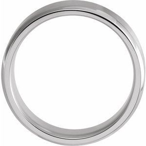 18K White 7 mm Beveled-Edge Band with Satin Finish - BN & CO JEWELRY