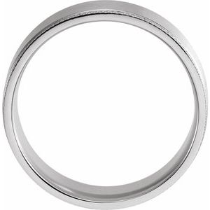 14K White 7 mm Flat Knurled Edge Band with Satin Finish - BN & CO JEWELRY