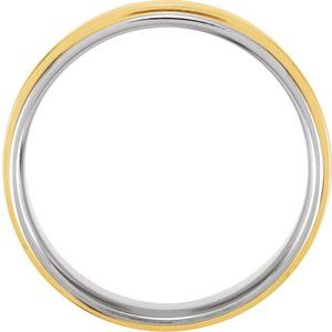 14K White/Yellow/White 7.5 mm Flat Edge Band Size 6.5 - BN & CO JEWELRY