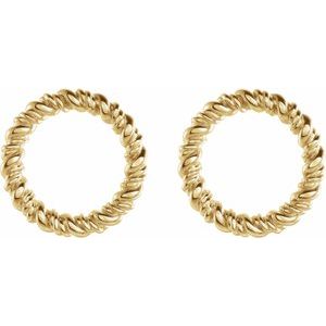 14K Yellow 14.2 mm Circle Rope Earrings - BN & CO JEWELRY