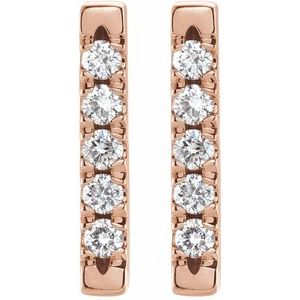 14K Rose 1/8 CTW Natural Diamond French-Set Bar Earrings - BN & CO JEWELRY