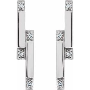Platinum 1/10 CTW Natural Diamond Bar Earrings - BN & CO JEWELRY