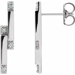 Platinum 1/10 CTW Natural Diamond Bar Earrings - BN & CO JEWELRY