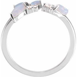 Platinum Australian Opal & 1/10 CTW Diamond Negative Space Ring - BN & CO JEWELRY
