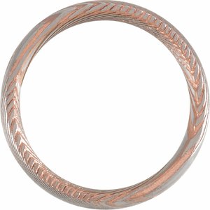 18K Rose Gold PVD Damascus Steel 6 mm Patterned Half Round Band Size 13 - BN & CO JEWELRY