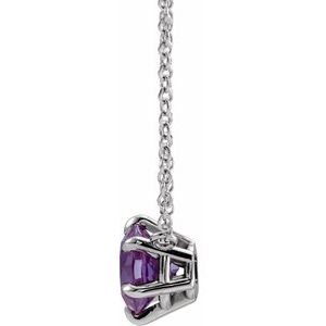 Sterling Silver Natural Amethyst Solitaire 18" Necklace - BN & CO JEWELRY