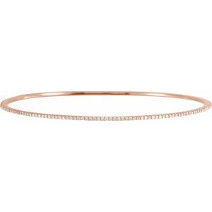 14K Rose 1 CTW Natural Diamond Stackable Bangle 8" Bracelet - BN & CO JEWELRY