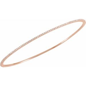 14K Rose 1 CTW Natural Diamond Stackable Bangle 8" Bracelet - BN & CO JEWELRY