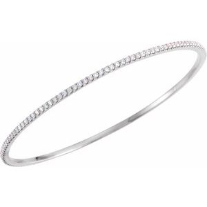 14K White 2 CTW Lab-Grown Diamond Stackable Bangle 8" Bracelet - BN & CO JEWELRY