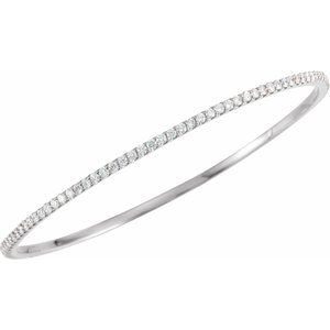14K White 3 CTW Natural Diamond Stackable Bangle 8" Bracelet - BN & CO JEWELRY