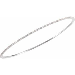 14K White 1 CTW Lab-Grown Diamond Stackable Bangle 8" Bracelet - BN & CO JEWELRY