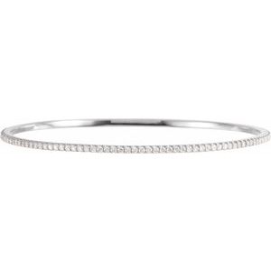 14K White 2 CTW Lab-Grown Diamond Stackable Bangle 8" Bracelet - BN & CO JEWELRY