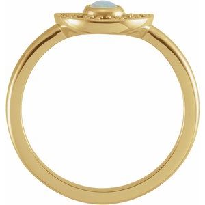 14K Yellow Natural White Ethiopian Opal & Natural Pink Sapphire Fan Ring - BN & CO JEWELRY