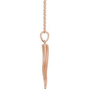 14K Rose 30.7x7 mm Italian Horn 16-18" Necklace - BN & CO JEWELRY