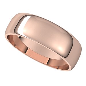 14K Rose 6 mm Half Round Light Band Size 8.5 - BN & CO JEWELRY