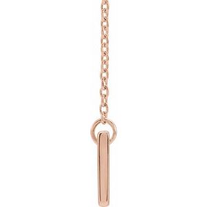 14K Rose .03 CT Natural Diamond Bar Engravable 18" Necklace - BN & CO JEWELRY