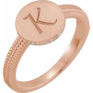14K Rose .06 CTW Natural Diamond Signet Ring - BN & CO JEWELRY