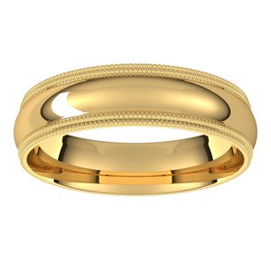 14K Yellow 5 mm Double Milgrain Half Round Comfort Fit Band Size 9 - BN & CO JEWELRY