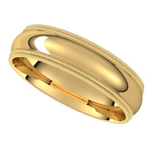 14K Yellow 5 mm Double Milgrain Half Round Comfort Fit Band Size 9 - BN & CO JEWELRY