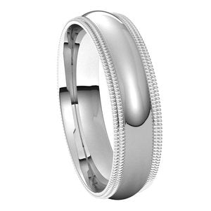 14K White 5 mm Double Milgrain Half Round Comfort Fit Band Size 8 - BN & CO JEWELRY