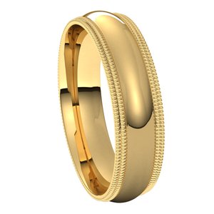 14K Yellow 5 mm Double Milgrain Half Round Comfort Fit Band Size 9 - BN & CO JEWELRY