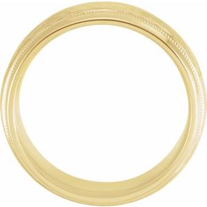 14K Yellow 8 mm Half Round Band with Hammered Texture & Milgrain Size 10 - BN & CO JEWELRY