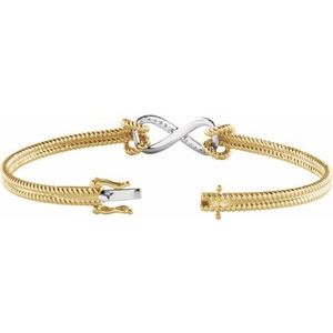 14K Yellow/White 1/8 CTW Natural Diamond Bangle 6 1/2†Bracelet - BN & CO JEWELRY