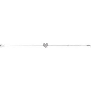 14K White Heart 7-8" Bracelet - BN & CO JEWELRY