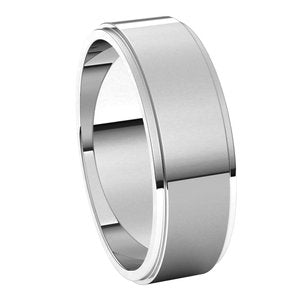 10K White 6 mm Flat Edge Band Size 8 - BN & CO JEWELRY